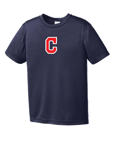 COLONELS C LOGO- NAVY Performance Fabric T shirt- Youth and Adult