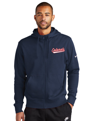 COLONELS- Navy or Gray- Nike Club Fleece Full Zip Hoodie